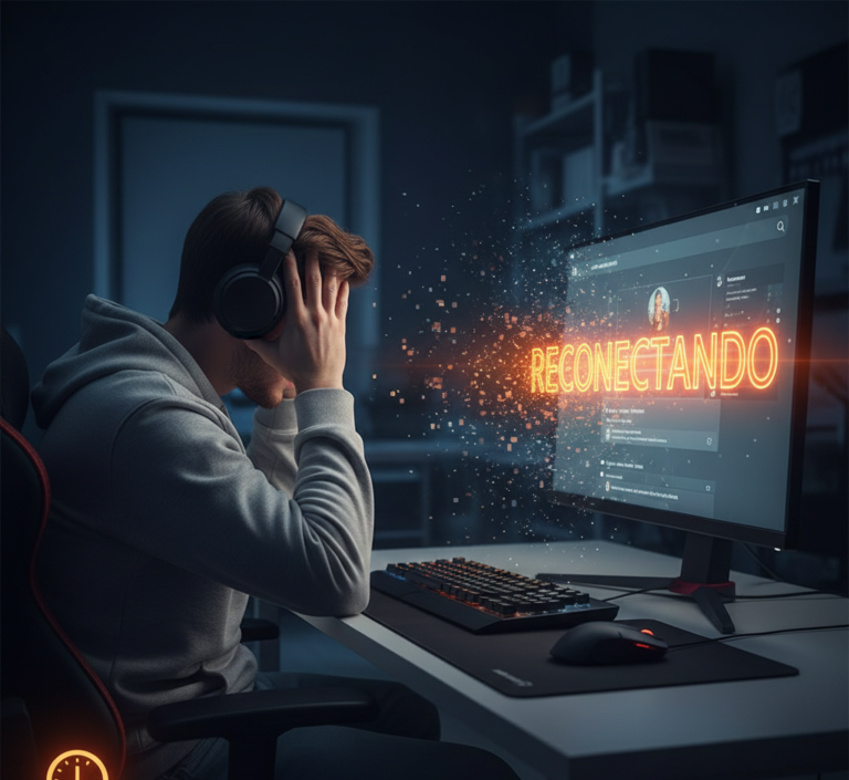 Representação visual de latência de rede e atraso de conexão (lag) afetando a experiência de navegação do usuário em dispositivos móveis.